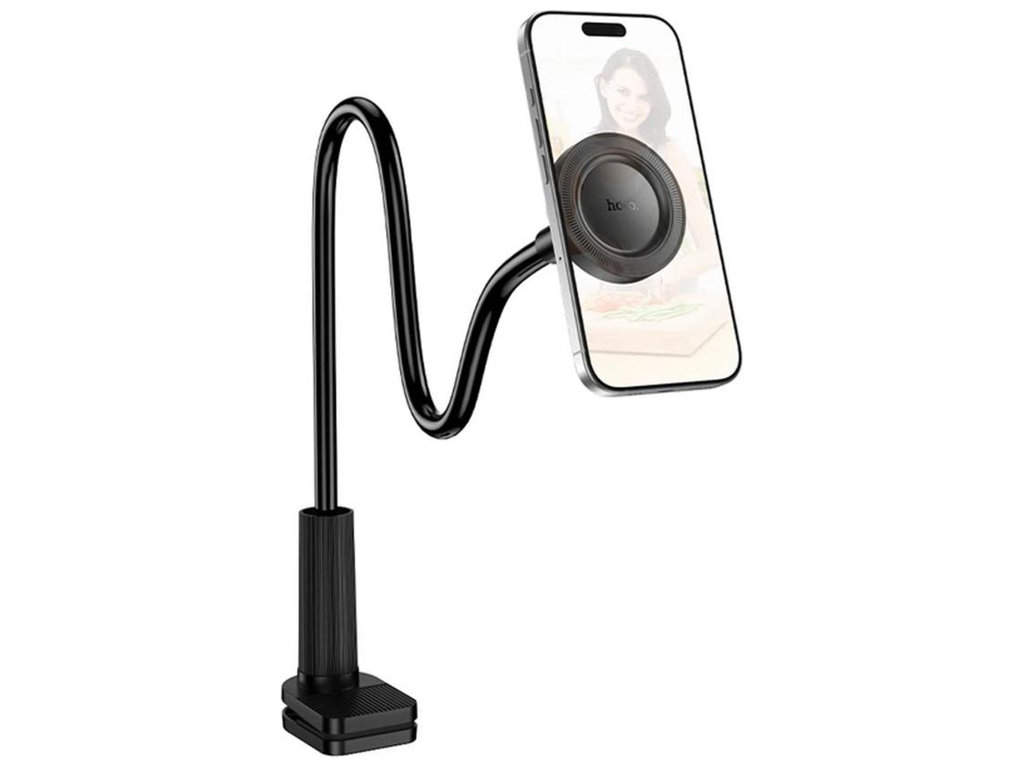 Держатель на прищепке Hoco HD13 Ring Magnetic, для смартфонов/планшетов 4.5–7", пластик, цвет черный