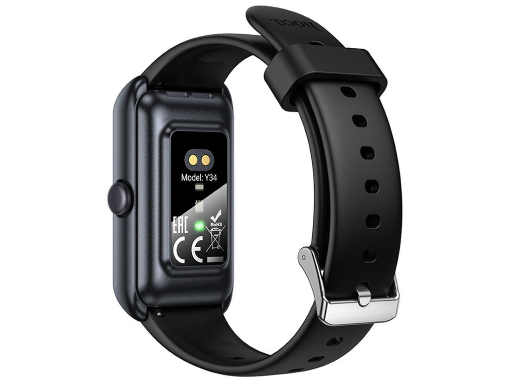 Смарт-часы Hoco Y34, Bluetooth 5.3, 180мАч, TFT дисплей, пластик, силикон, 220×70×22мм, цвет черный