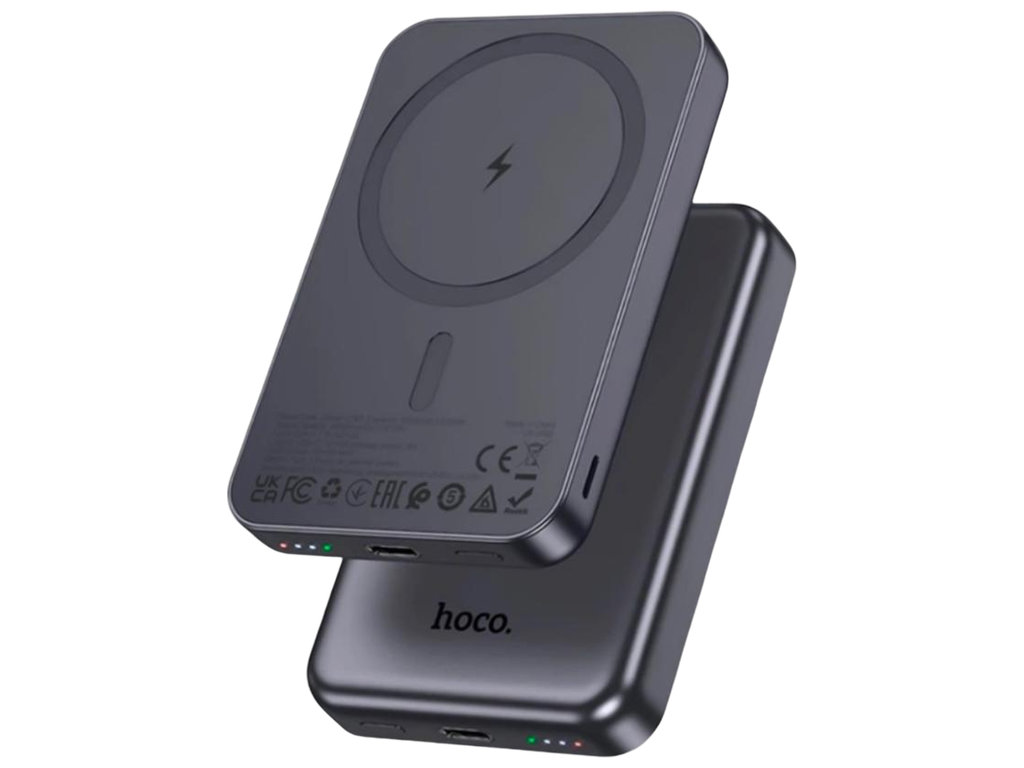 Power Bank Hoco J160 Original, 5000mAh, магнітний, бездротова зарядка, пластик, колір сірий