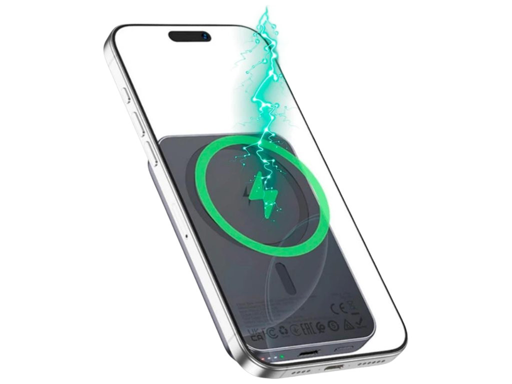 Power Bank Hoco J160 Original, 5000mAh, магнітний, бездротова зарядка, пластик, колір сірий