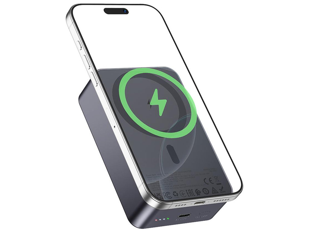 Power Bank Hoco J160B Original, PD20W, 20000mAh, магнитный, беспроводная зарядка, ABS+PC, цвет серый