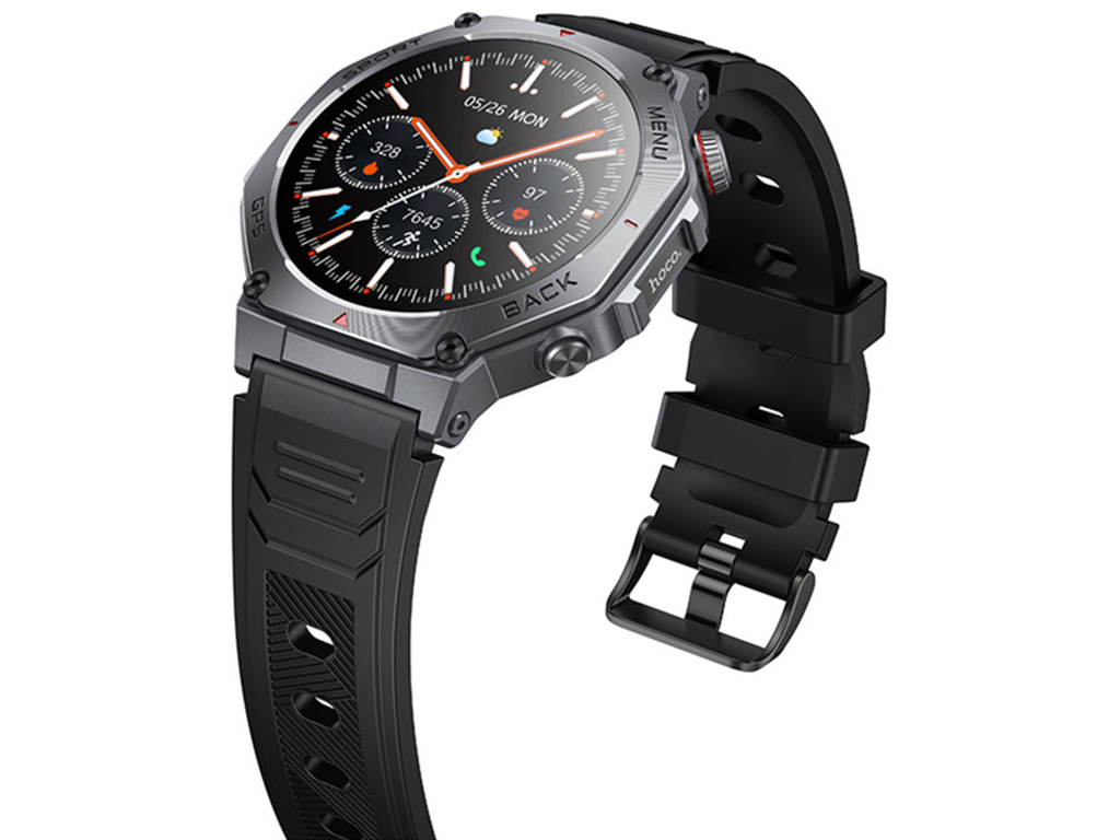 Смарт-часы Hoco Y37, Bluetooth 5.3, GPS, AMOLED дисплей, 520мАч, алюминиевый сплав, цвет черный