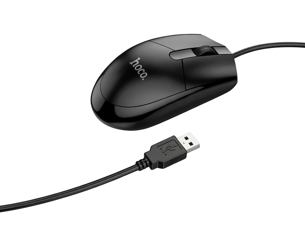 Клавиатура и мышь Hoco DI50, проводные, USB, 104 клавиши, мембранные, DPI 1200, ENG/RU, цвет черный