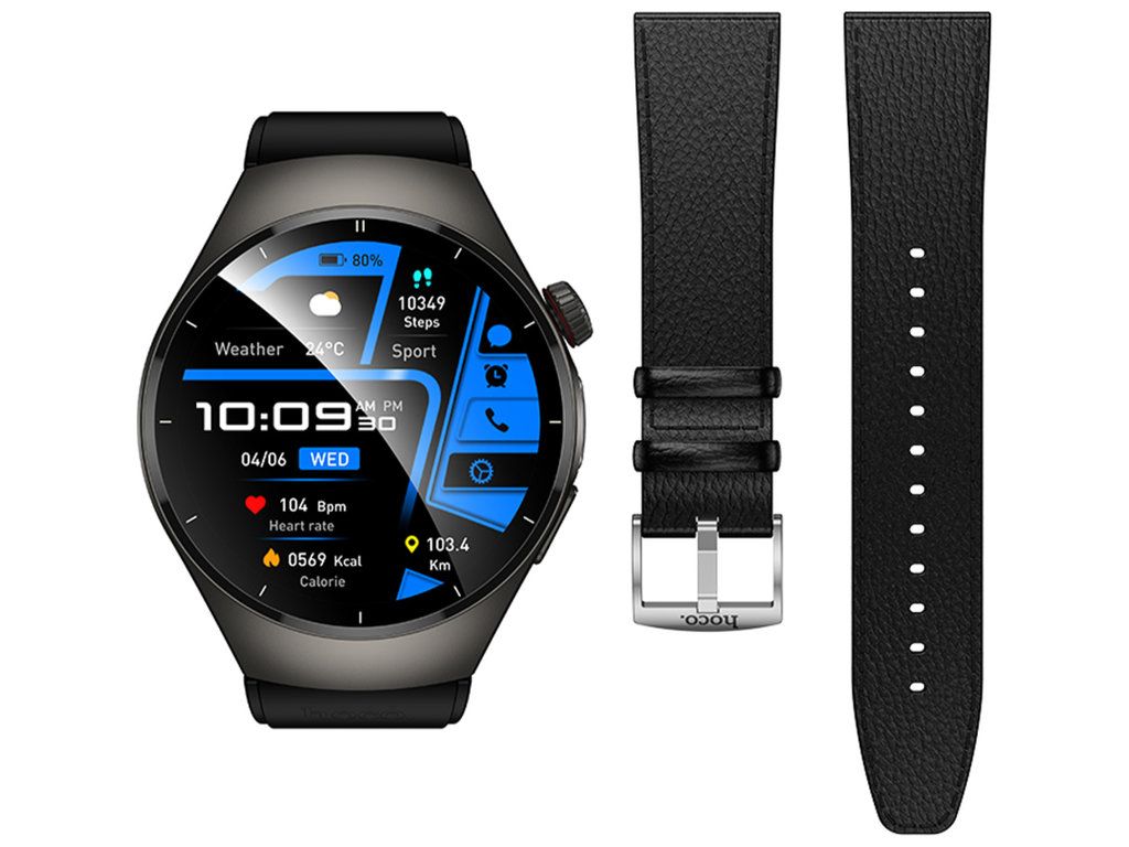 Смарт-годинник Hoco Y40, Bluetooth 5.3, TFT дисплей 1,53 дюйма, 316мАч, цинковий сплав, колір чорний