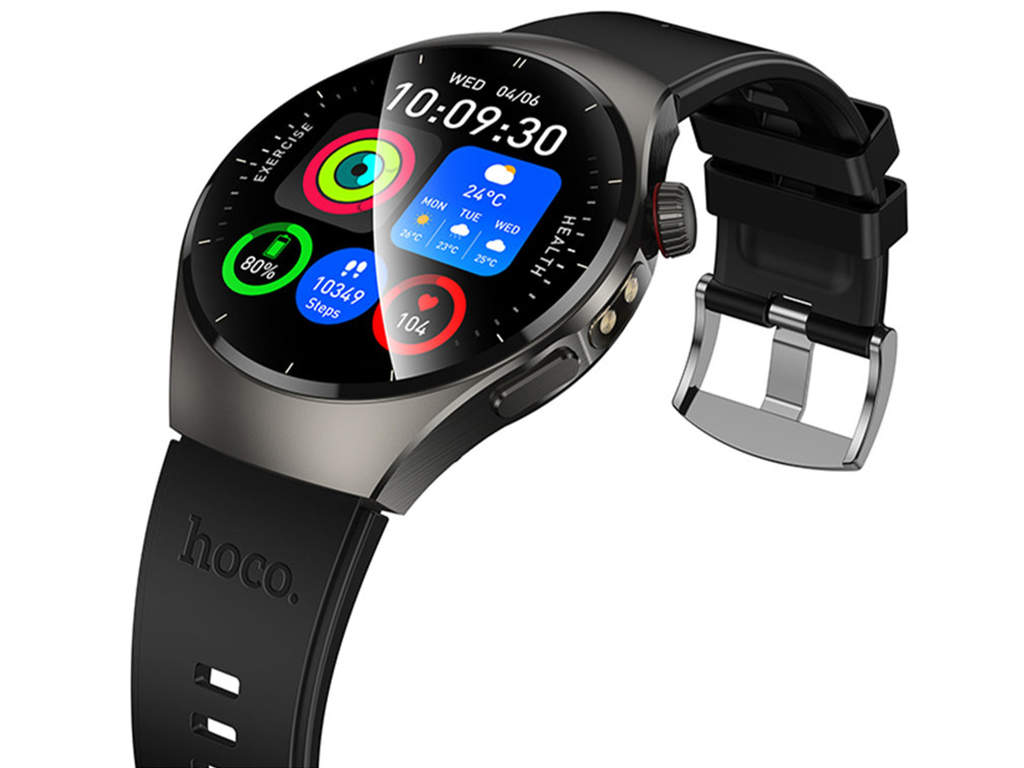 Смарт-годинник Hoco Y40, Bluetooth 5.3, TFT дисплей 1,53 дюйма, 316мАч, цинковий сплав, колір чорний