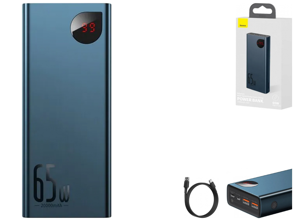 Power Bank Baseus Adaman Metal 65W 20000 mAh (PPIMDA-D) Цвет Синий, 03