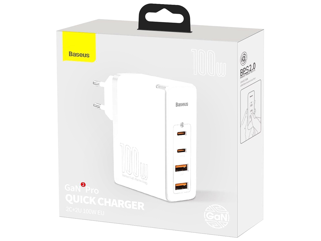 Мережевий Зарядний Пристрій Baseus GaN2 Pro Quick Charger 2C+2U 100W CCGAN2P-L Бiлий