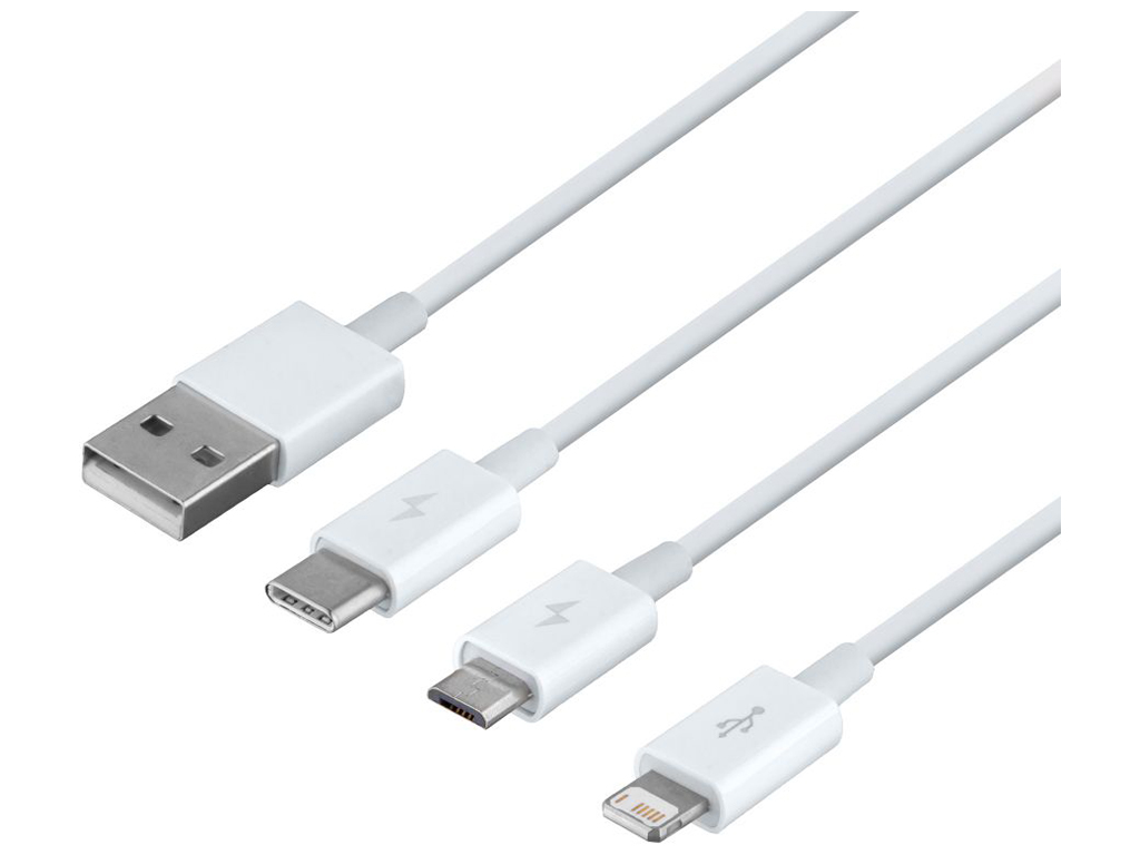 Кабель USB Baseus USB to Micro / Lightning / Type-C 3.5A 1.5m CAMLTYS Цвет Белый, 02