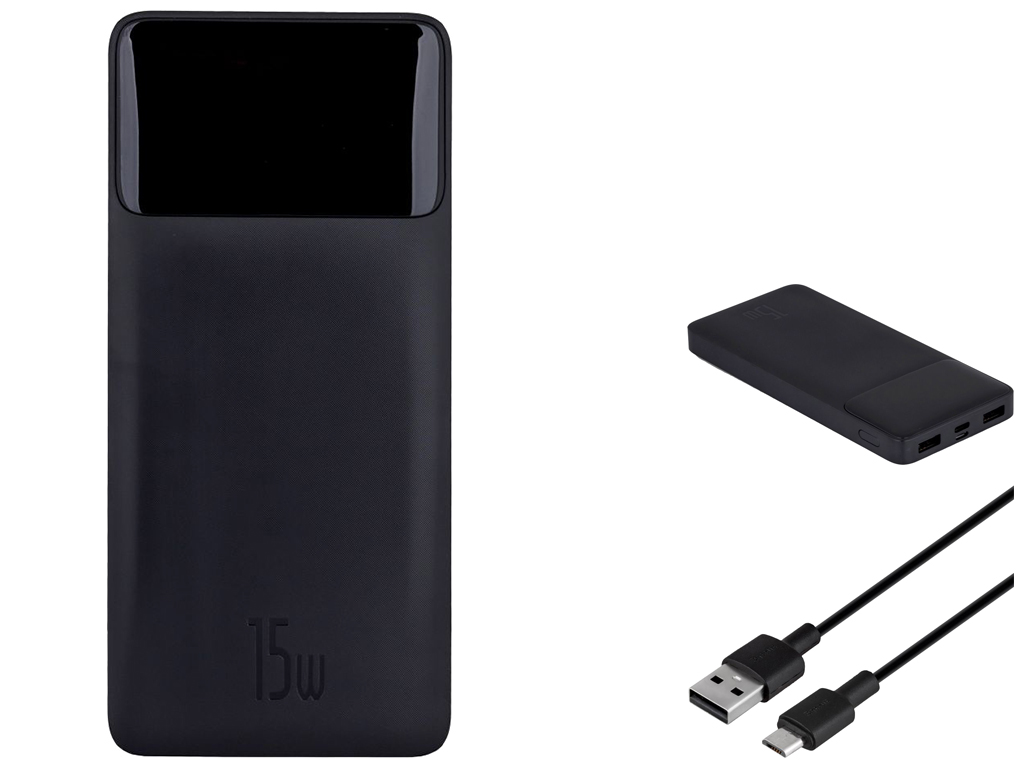 Power Bank Baseus PPDML-I Bipow 15W 10000 mAh, Чорний, 01