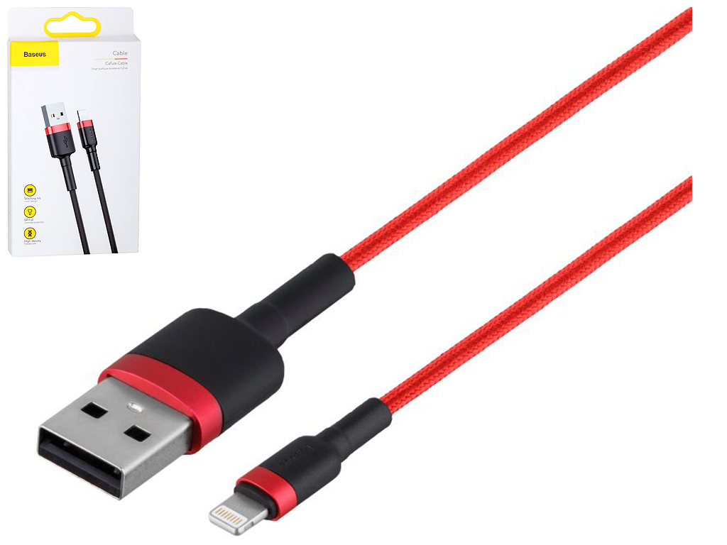 Кабель USB Baseus USB to Lightning 2.4A CALKLF-B, Чёрно-Красный