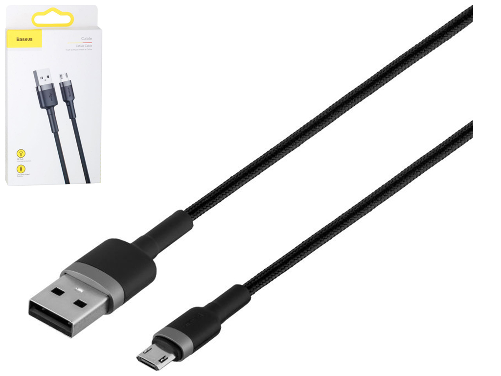 Кабель USB Baseus USB to Micro 2.4A CAMKLF-B, Сіро-Чорний