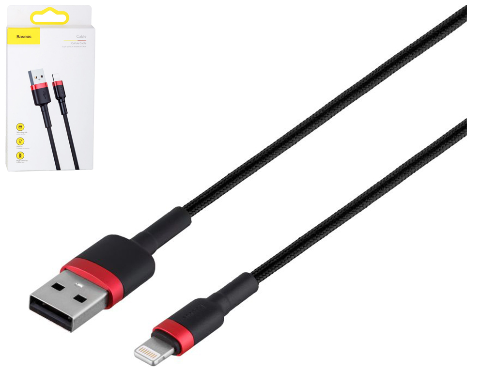 Кабель USB Baseus USB to Lightning 2A 3m CALKLF-R, Красно-Чёрный