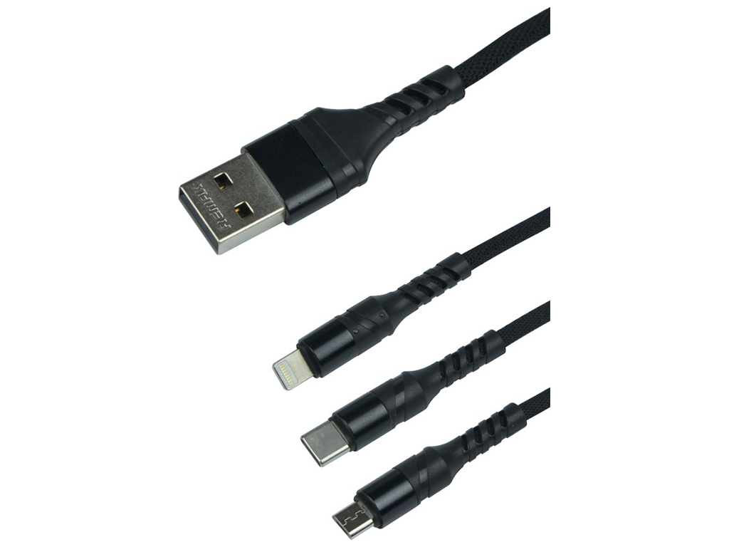 Кабель USB Remax RC-186 3-in-1 2.1A Цвет Чёрный