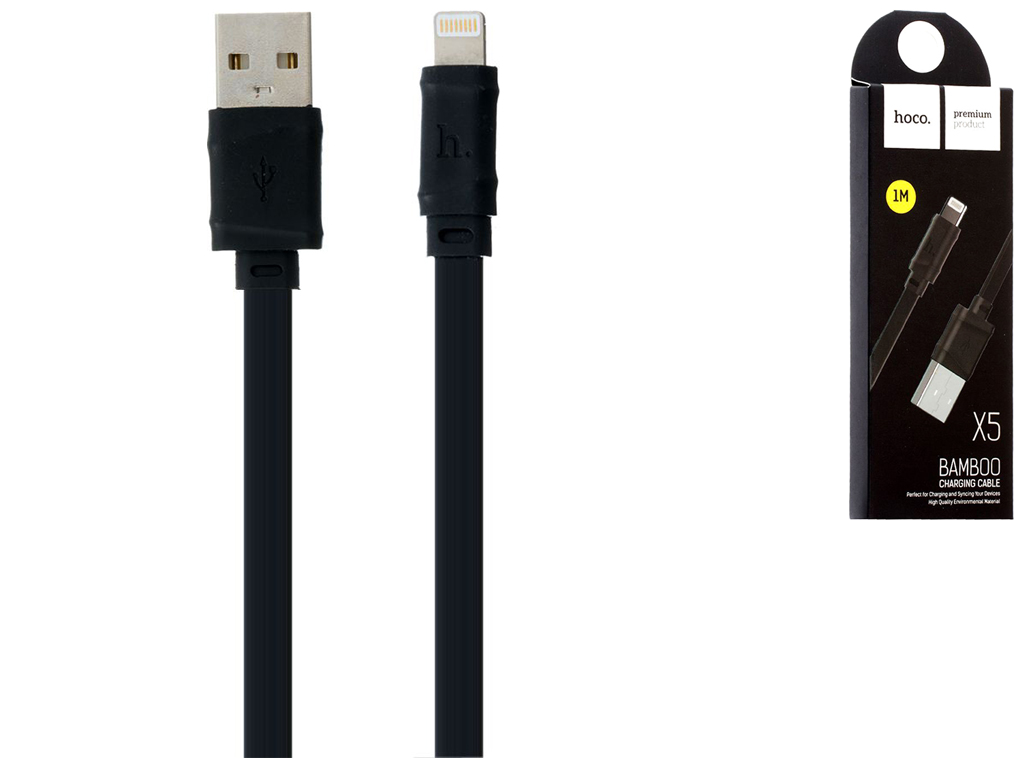 Кабель USB Hoco X5 Bamboo Lightning, Чорний