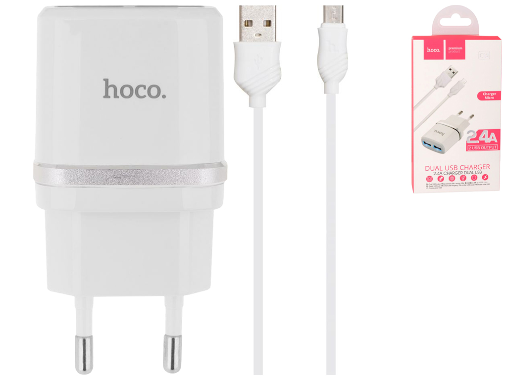 Сетевое Зарядное Устройство Hoco C12 Micro Белый