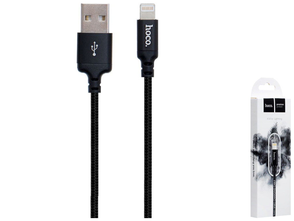 Кабель USB Hoco X14 Times Speed Lightning 2m Цвет Черный