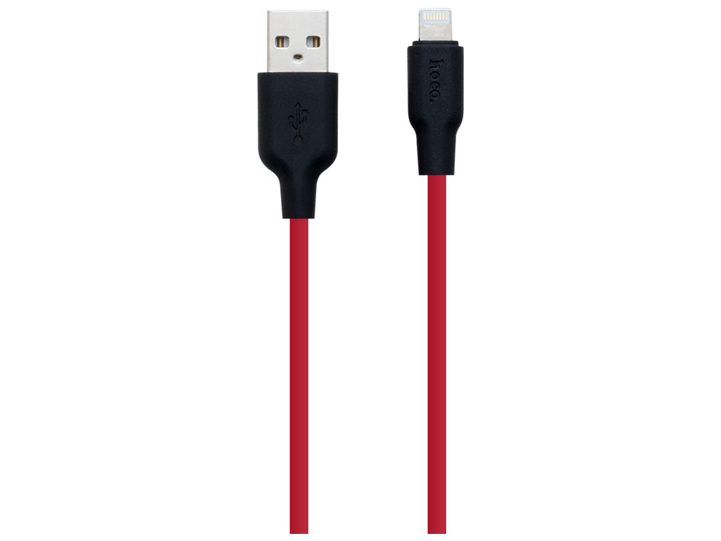 Кабель USB Hoco X21 Silicone Lightning, Чёрно-Красный