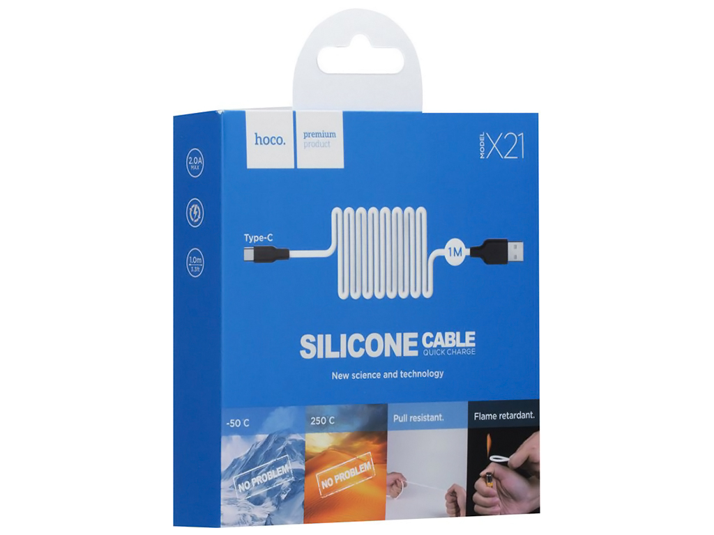 Кабель USB Hoco X21 Silicone Type-C, Чорно-Червоний