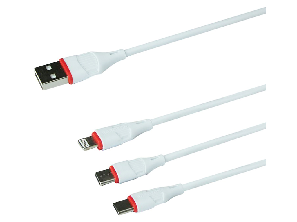 Кабель USB Borofone BX17 3-in-1 IP+Micro+Type-C, Белый