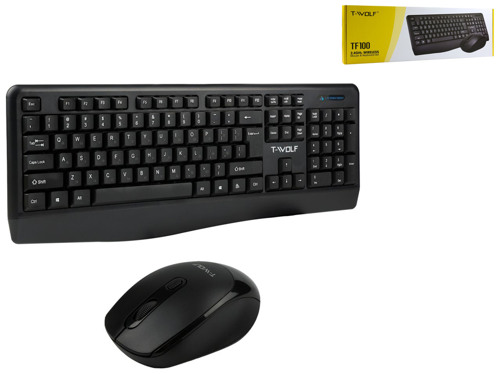 Бездротова Клавіатура і Миша TWolf TF100 Колір Чорний