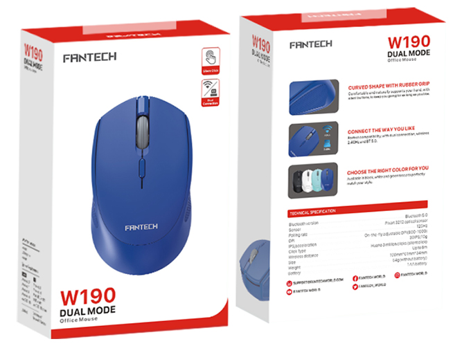 Беспроводная Мышь Fantech W190 Silent Click, цвет Синий