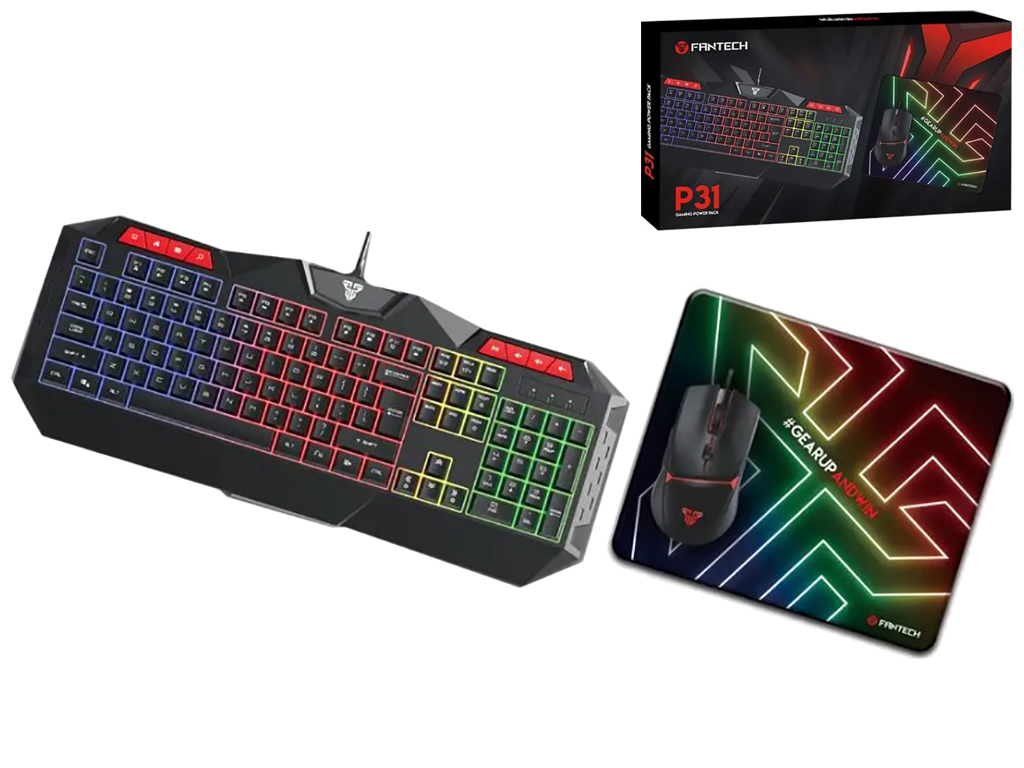 Игровой комплект 3в1 Fantech P31 (Клавиатура, Мышь, Коврик), Цвет Черный