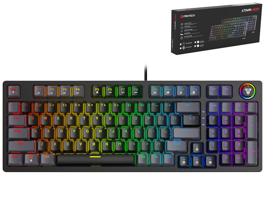 Клавиатура Игровая Fantech ATOM96 MK890 Red Switch, цвет Черный/Серый