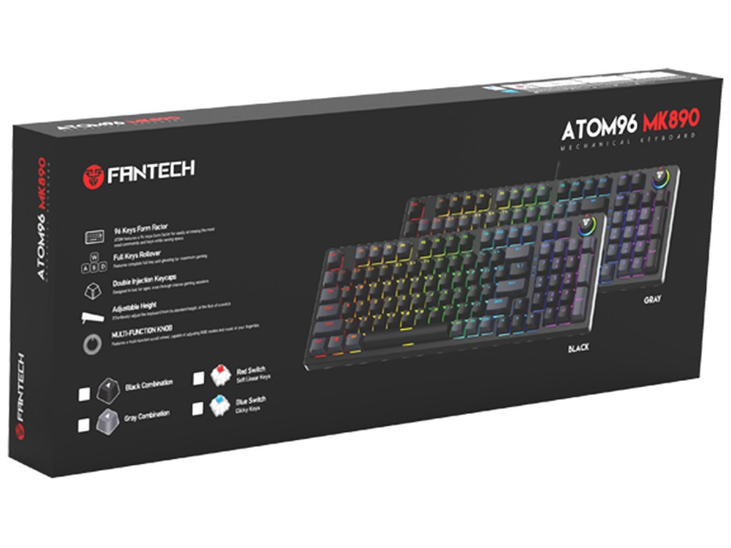 Клавиатура Игровая Fantech ATOM96 MK890 Red Switch, цвет Черный/Серый