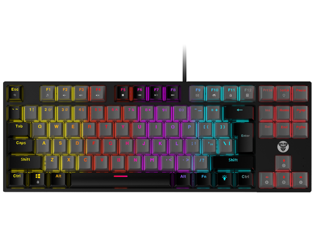 Клавіатура Ігрова Fantech ATOM MK876 Blue Switch, колір Чорно/Сірий