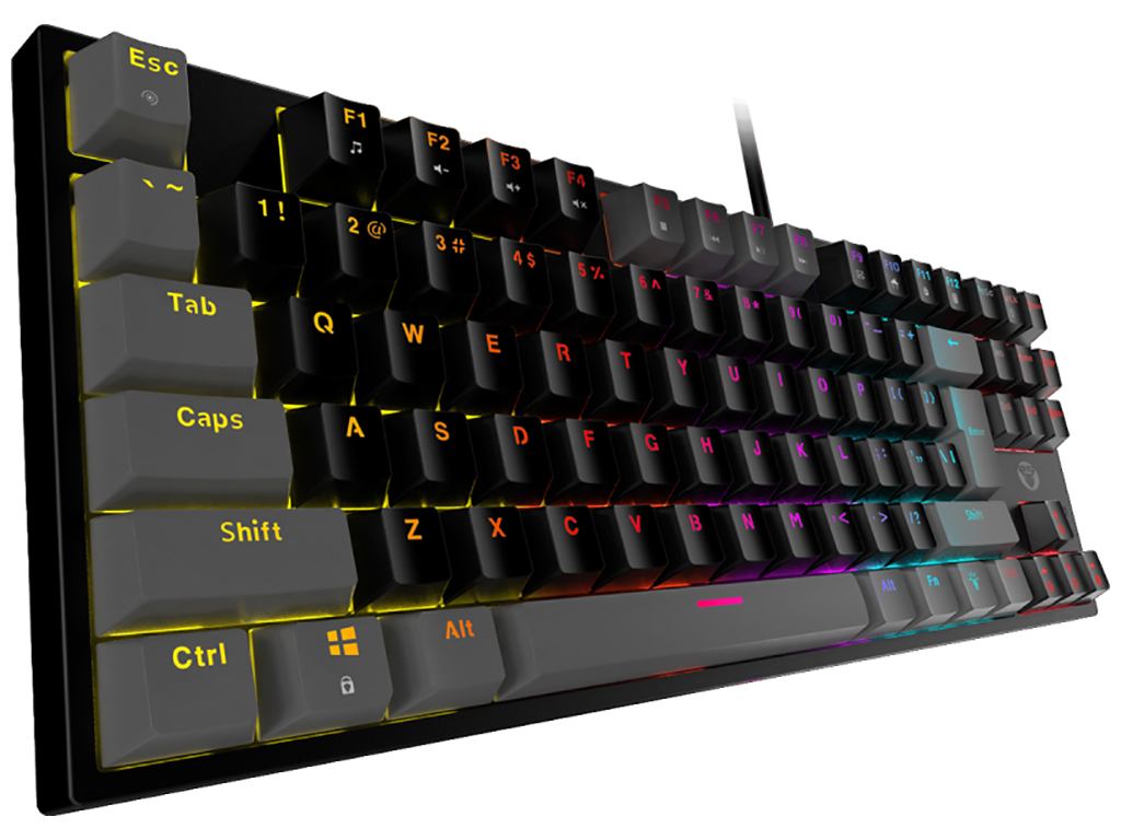 Клавіатура Ігрова Fantech ATOM MK876 Blue Switch, колір Чорно/Сірий