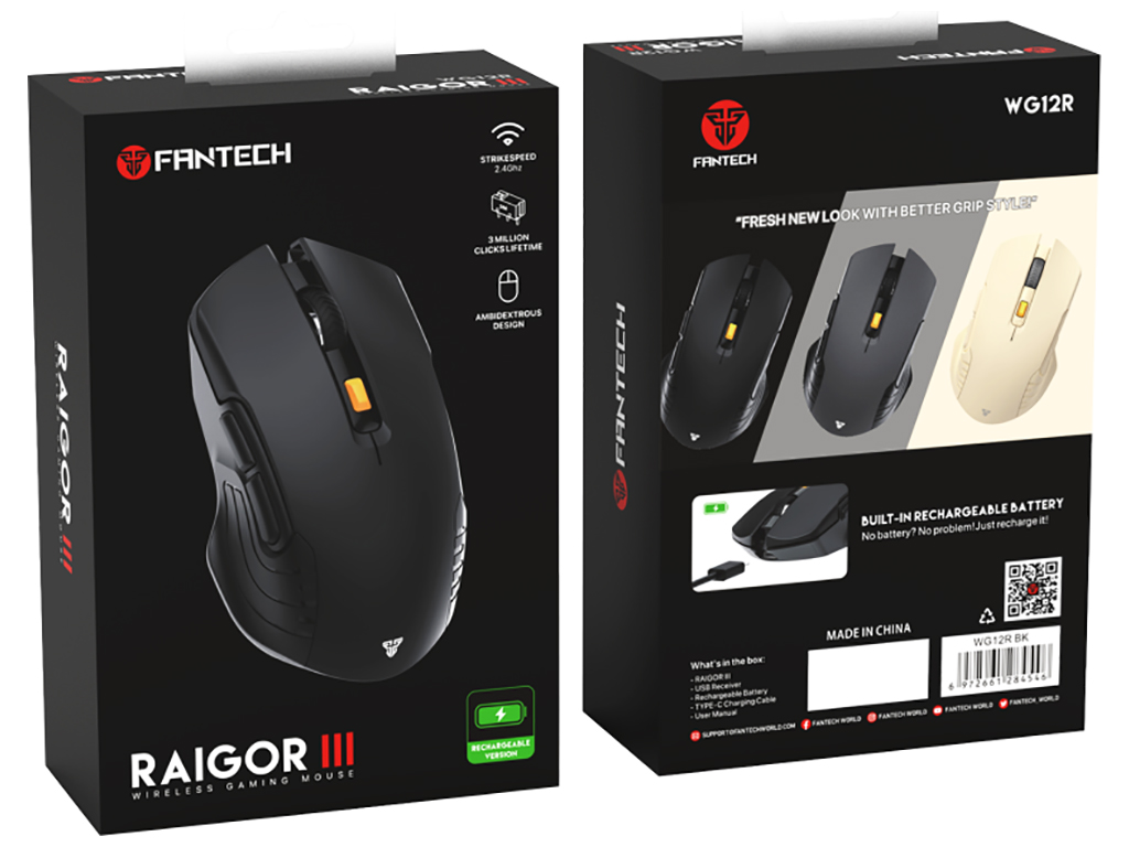 Беспроводная Мышь Игровая Fantech WG12R Raigor III, цвет Черный