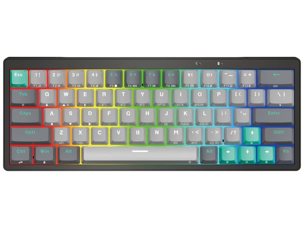 Клавиатура беспроводная Fantech PRO63 MK912, Red Switch, BT+2.4G, 330×116×37мм, дизайн меркурий