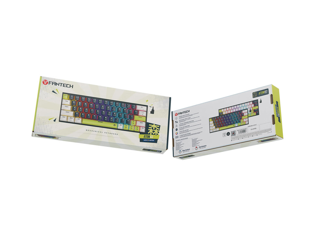 Клавиатура игровая Fantech ATOM63 MK874V2 MIZU, Blue Switch,  подсветка, Type‑C, ENG, цвет черный