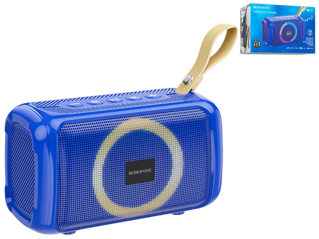 Портативна колонка Borofone BR17, Bluetooth 5.1, 5Вт, 1200mAh, 140×90×70мм, колір синій