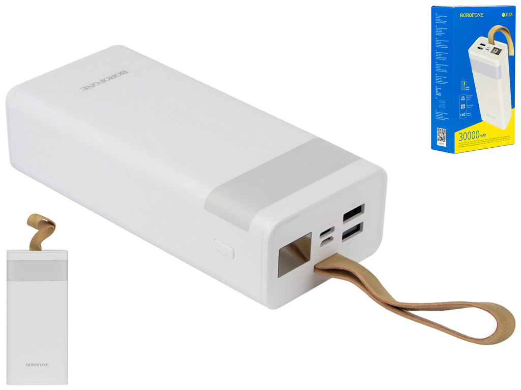 Power Bank Borofone BJ18A Coolmy digital display 30000 mAh, Білий
