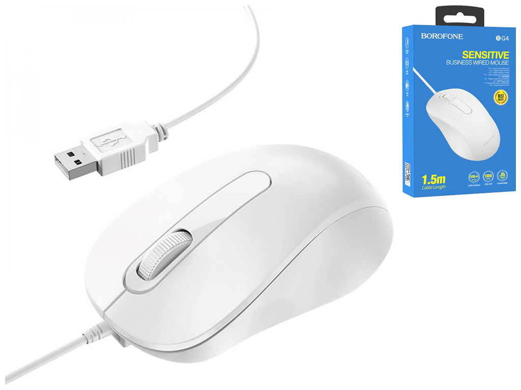 USB Миша Borofone BG4, Білий