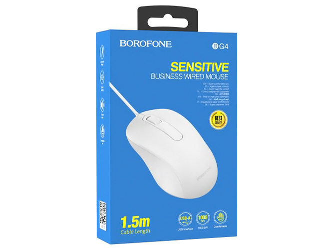 USB Миша Borofone BG4, Білий