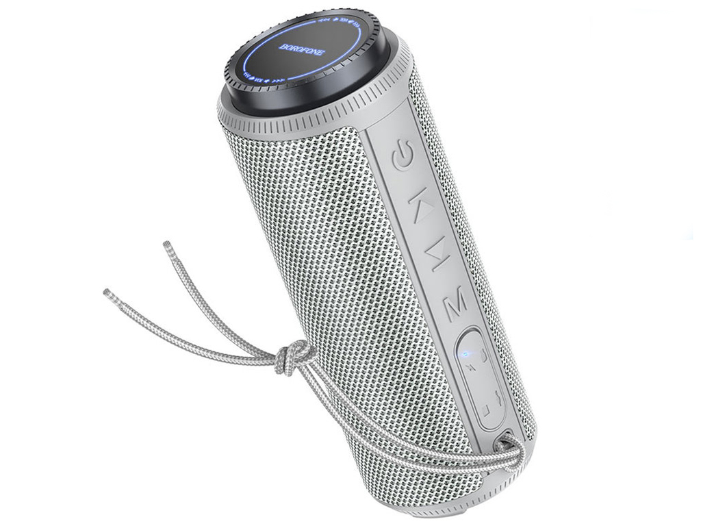 Колонка Borofone BR22, 10Вт, Bluetooth 5.1, 1200mAh, Micro-USB, пластик, 205×85×80мм, цвет серый