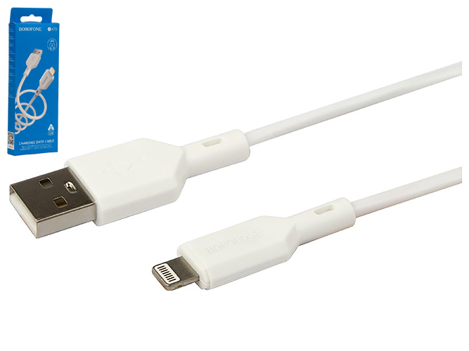 Кабель USB Borofone BX70 Lightning, Бiлий