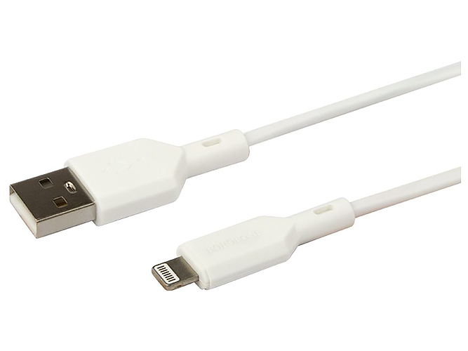 Кабель USB Borofone BX70 Lightning, Бiлий