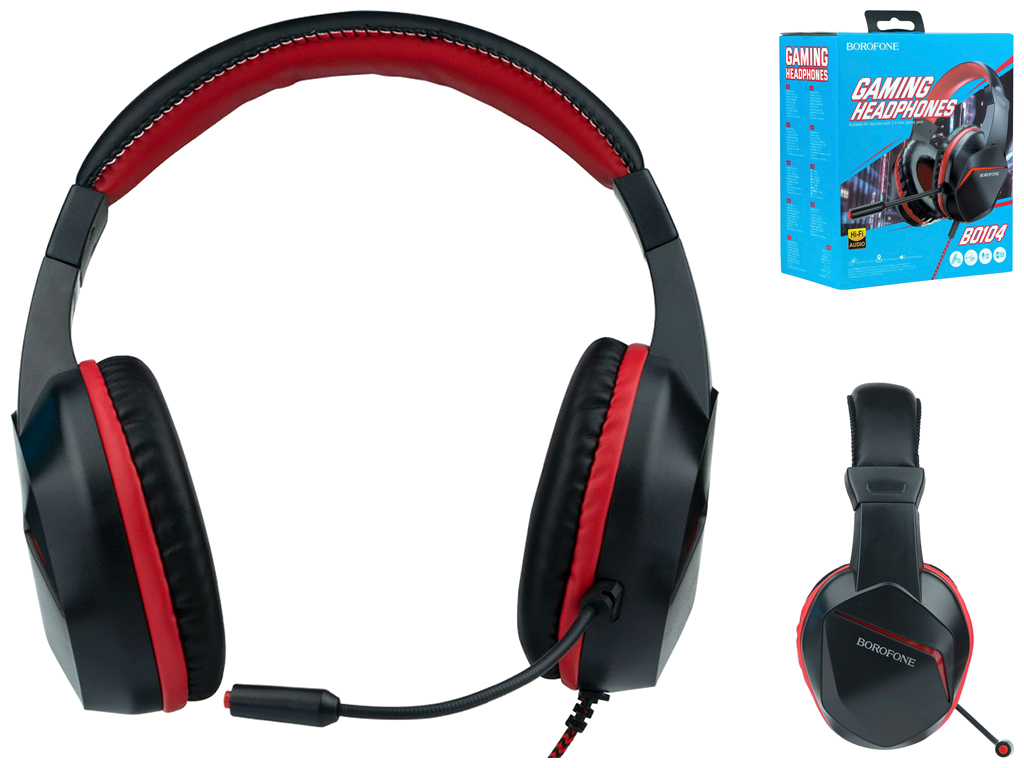 Игровые Наушники Borofone BO104 Phantom Черно-Красный