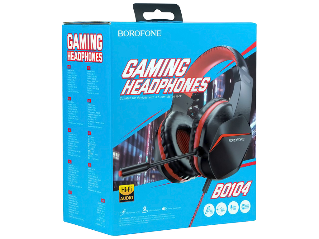 Игровые Наушники Borofone BO104 Phantom Черно-Красный