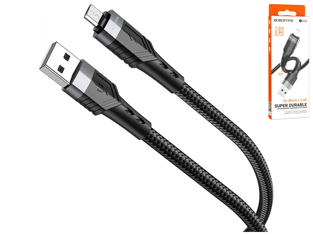 Кабель USB Borofone BU35 Micro 1,2m, Чорний