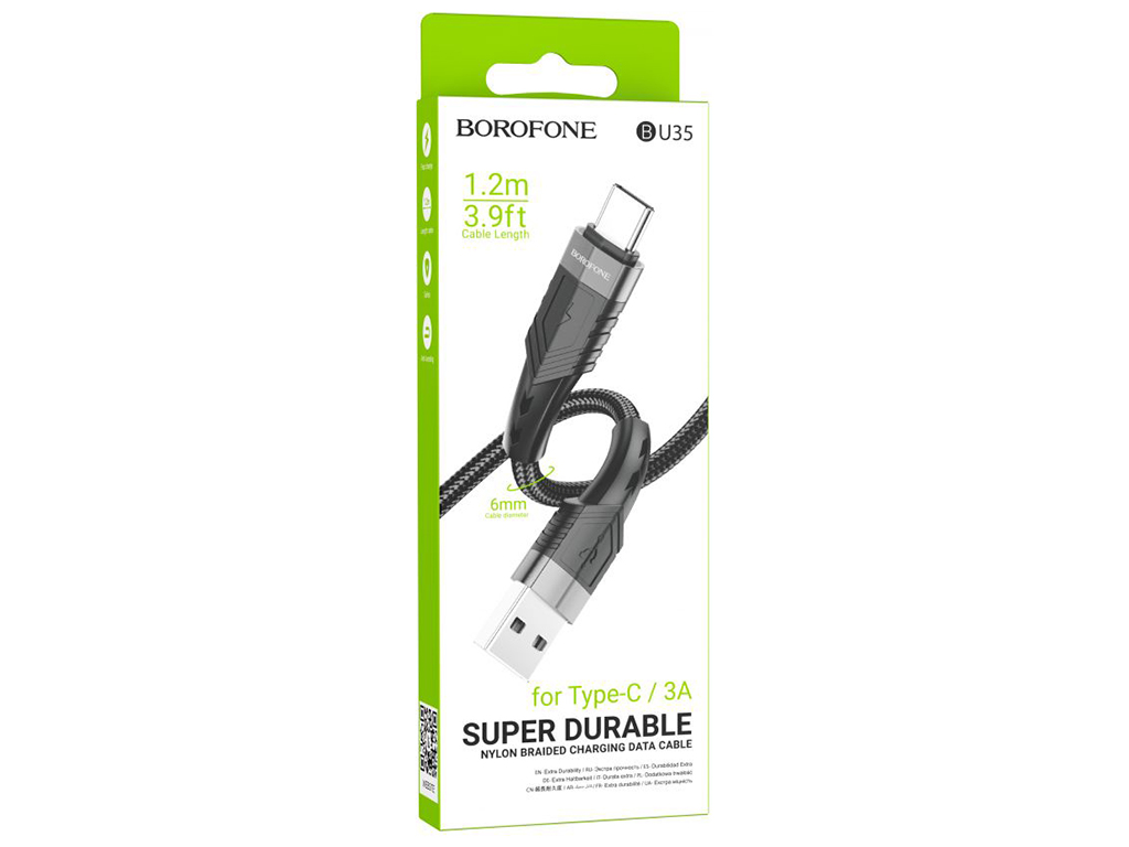 Кабель USB Borofone BU35 Type-C 1,2m, Чорний