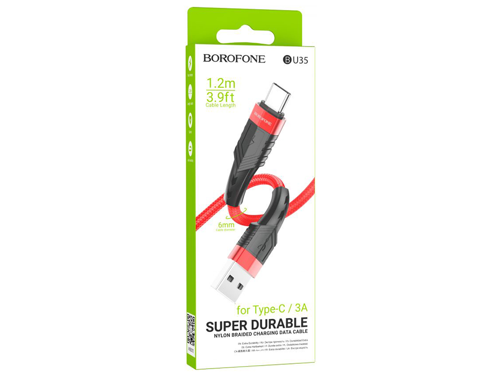 Кабель USB Borofone BU35 Type-C 1,2m, Червоний