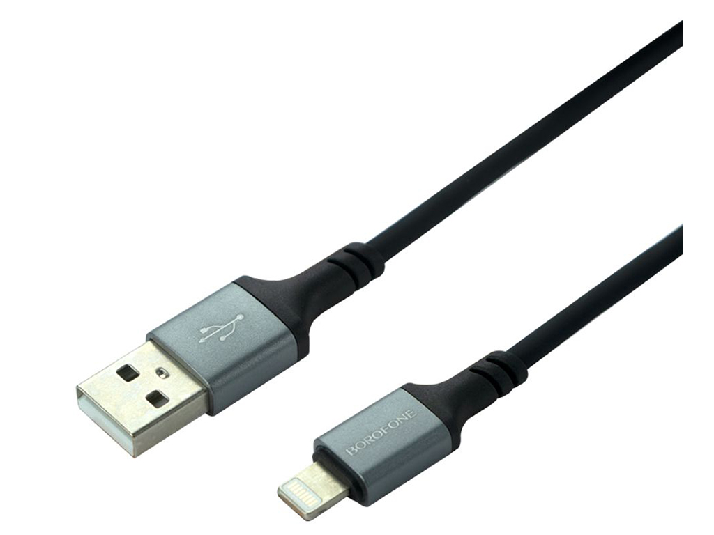 Кабель USB Borofone BX83 Silicone Lightning 2.4A, Чорний
