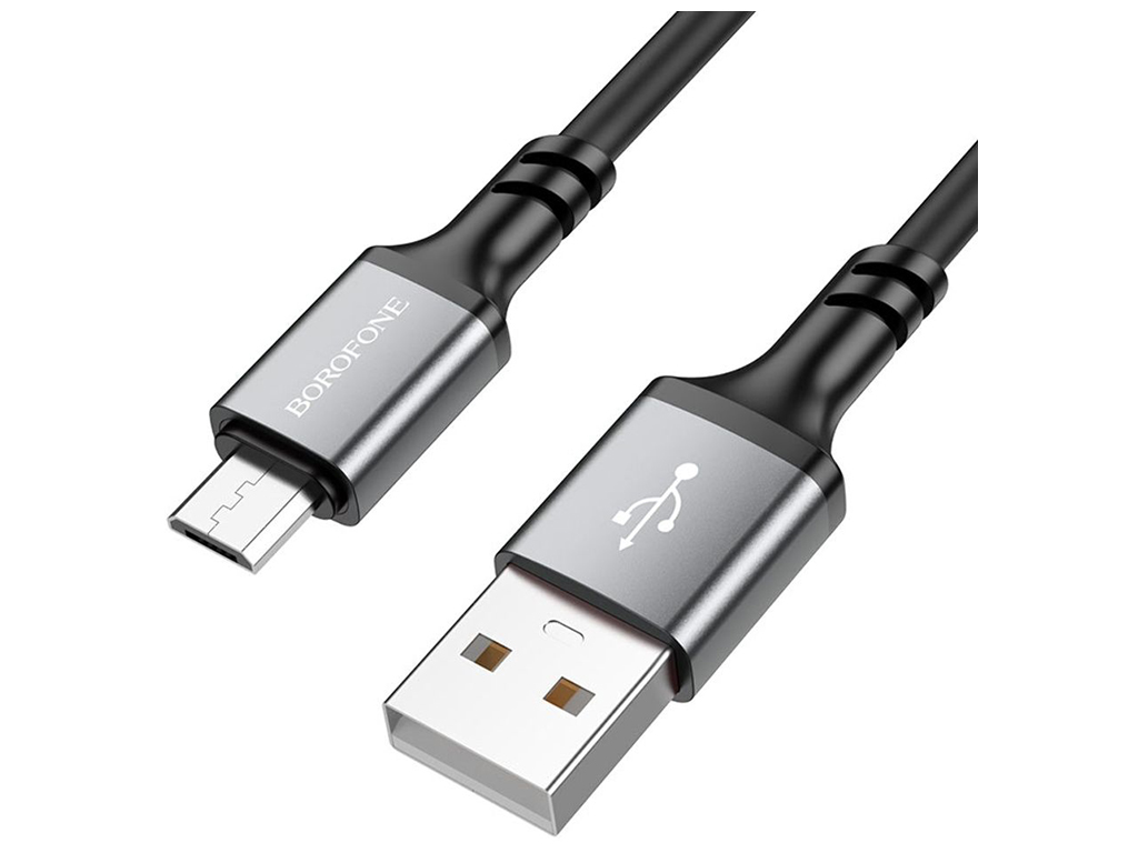 Кабель USB Borofone BX83 Silicone Micro 2.4A, Чорний