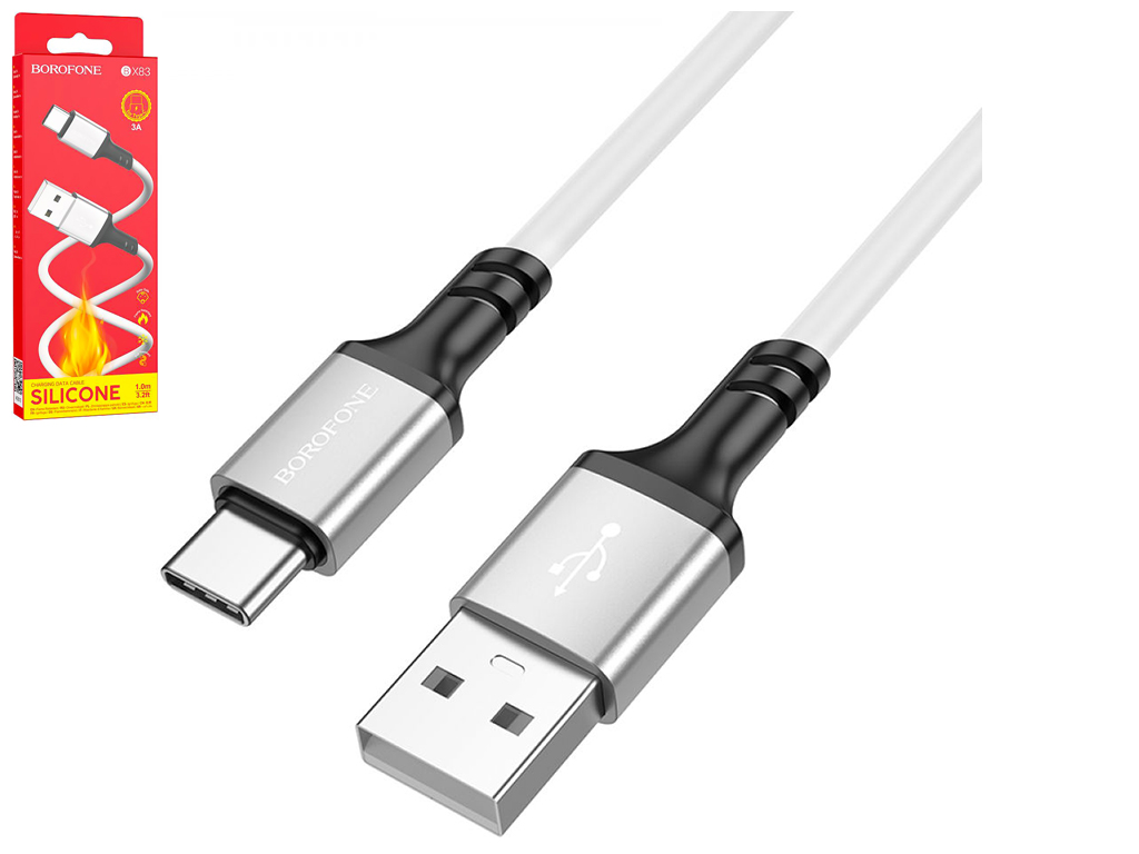 Кабель USB Borofone BX83 Silicone Type-C 3A, Білий