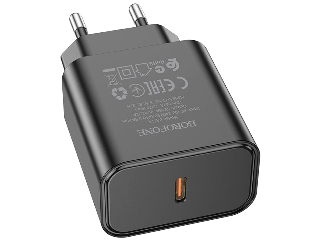 Мережевий Зарядний Пристрій Borofone BA71A Power PD20W Чорний