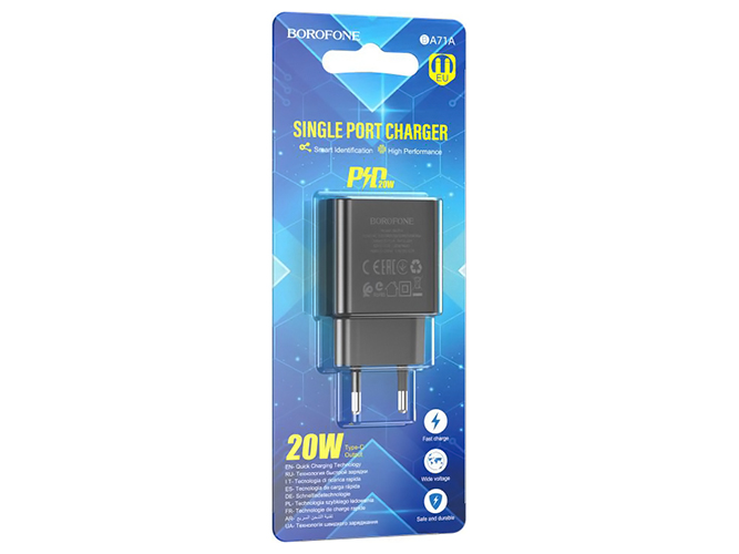 Мережевий Зарядний Пристрій Borofone BA71A Power PD20W Чорний